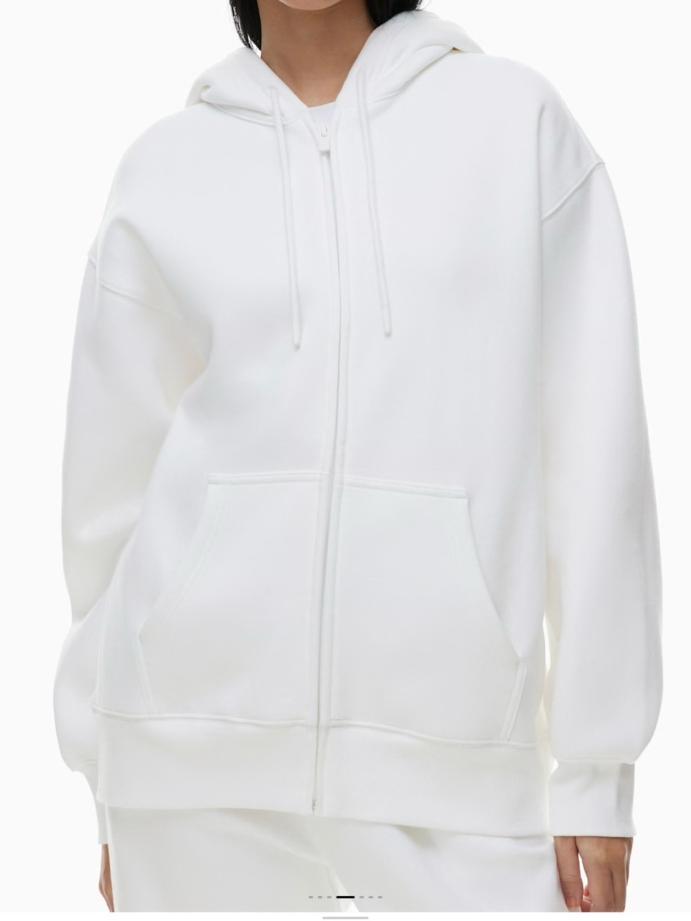 Women’s Aritzia cozy fleece boyfriend zip white hoodie